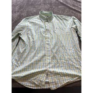 Mobile Bay Mens Long‎ Sleeve Green Plaid Button Up Shirt Size Large